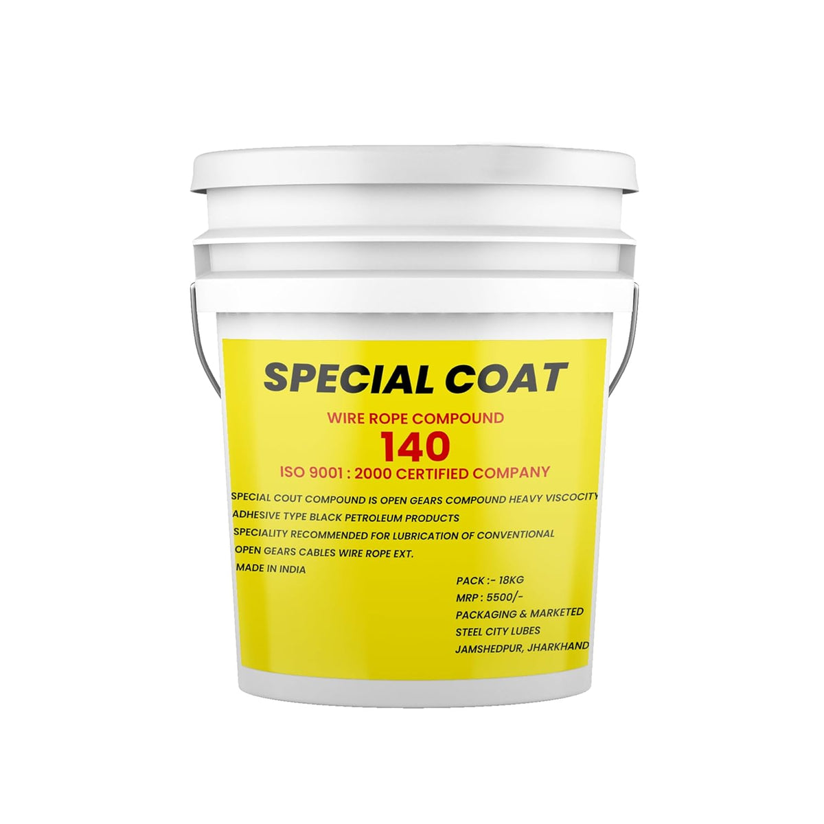 SCL Steel City Lube Wire Rope Cardium Compound Packing, Gear Compounds Heavy Viscous, Adhesive - Cardium Compound 18 kg Bucket for Crane Wire Ropes
