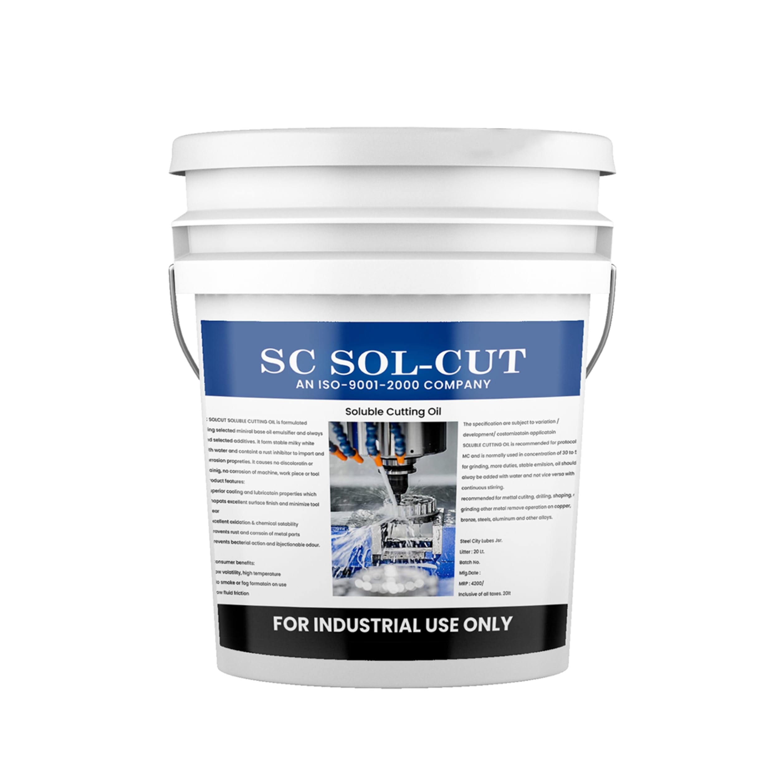 SCL Steel City Lube Soluble Cutting Oil | Metal Working Fluid Advanced Metalworking Lubricant for Cutting and Grinding Machine (1L Bottle)