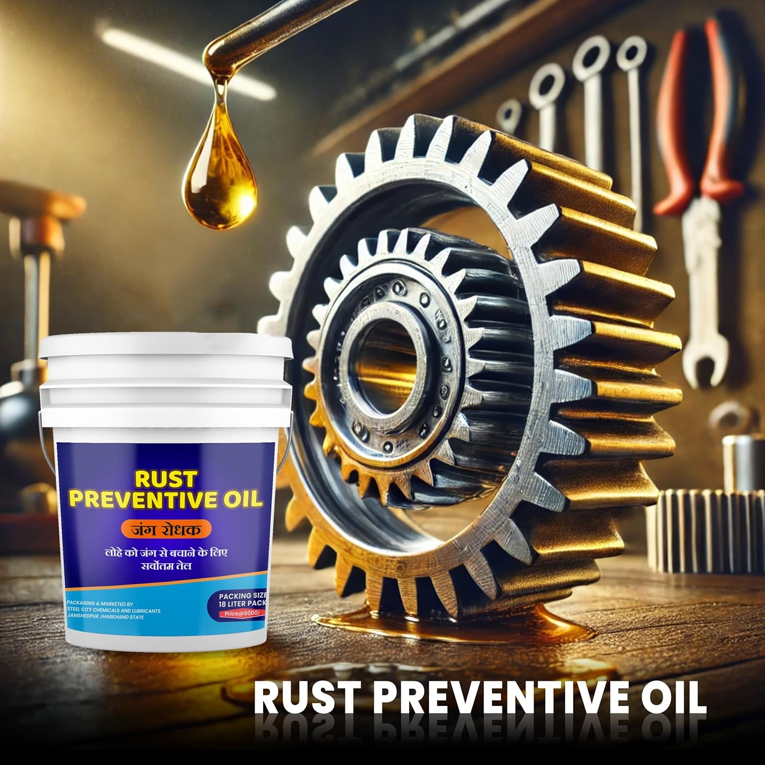 SCL Steel City Lube Rust Preventive Oil, for Ball Bearings, Bikes, Gardening Tools, Factory Machines All Type of Iron Tools,18 Litre