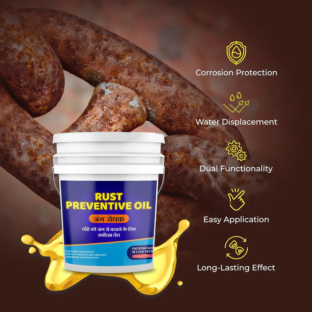 SCL Steel City Lube Rust Preventive Oil, for Ball Bearings, Bikes, Gardening Tools, Factory Machines All Type of Iron Tools,18 Litre