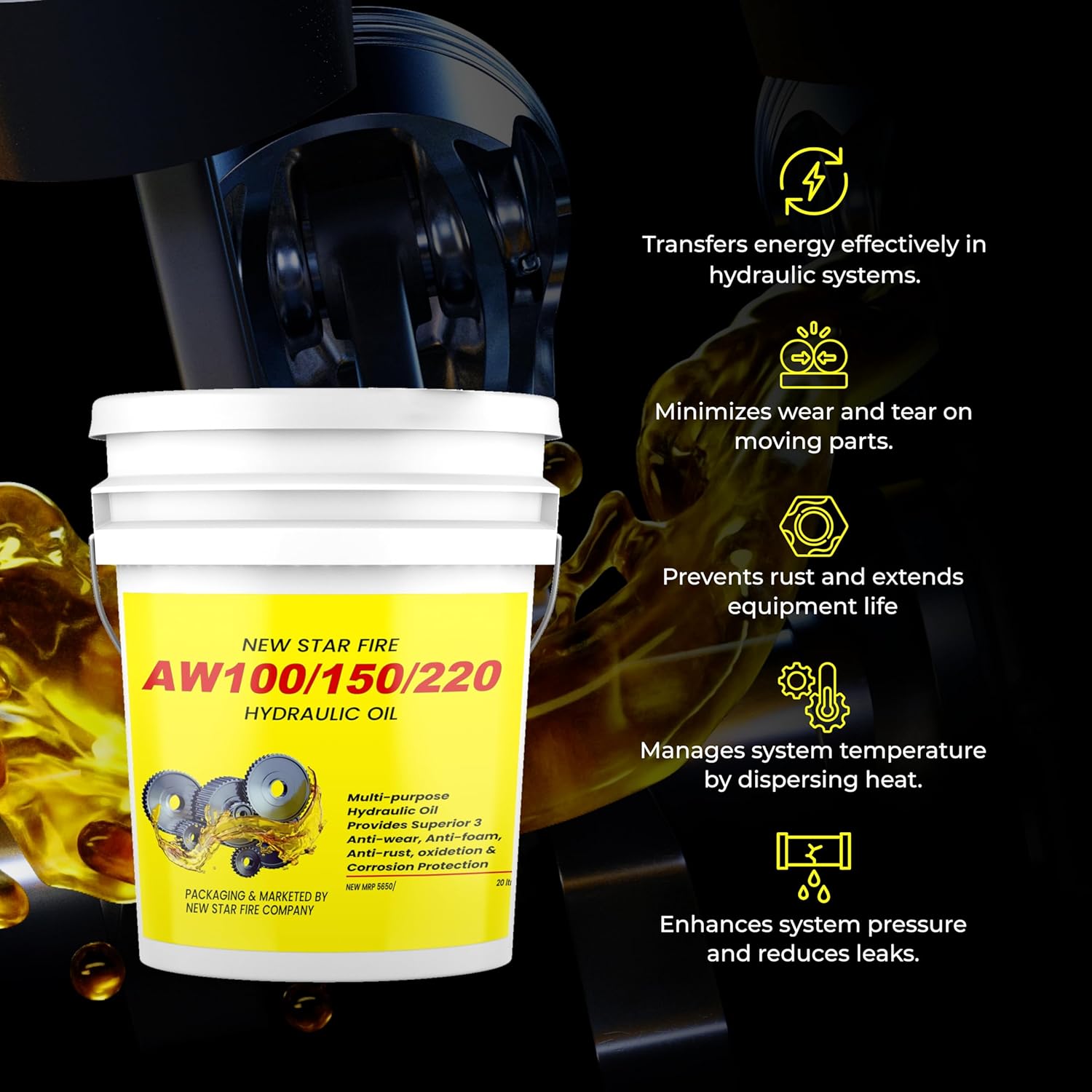 SCL Steel City Multipurpose Hydraulic Oil for Compatible JCB Machines, 20 Litres, for Heavy Machinery and Construction Equipment (AW100/150/220)
