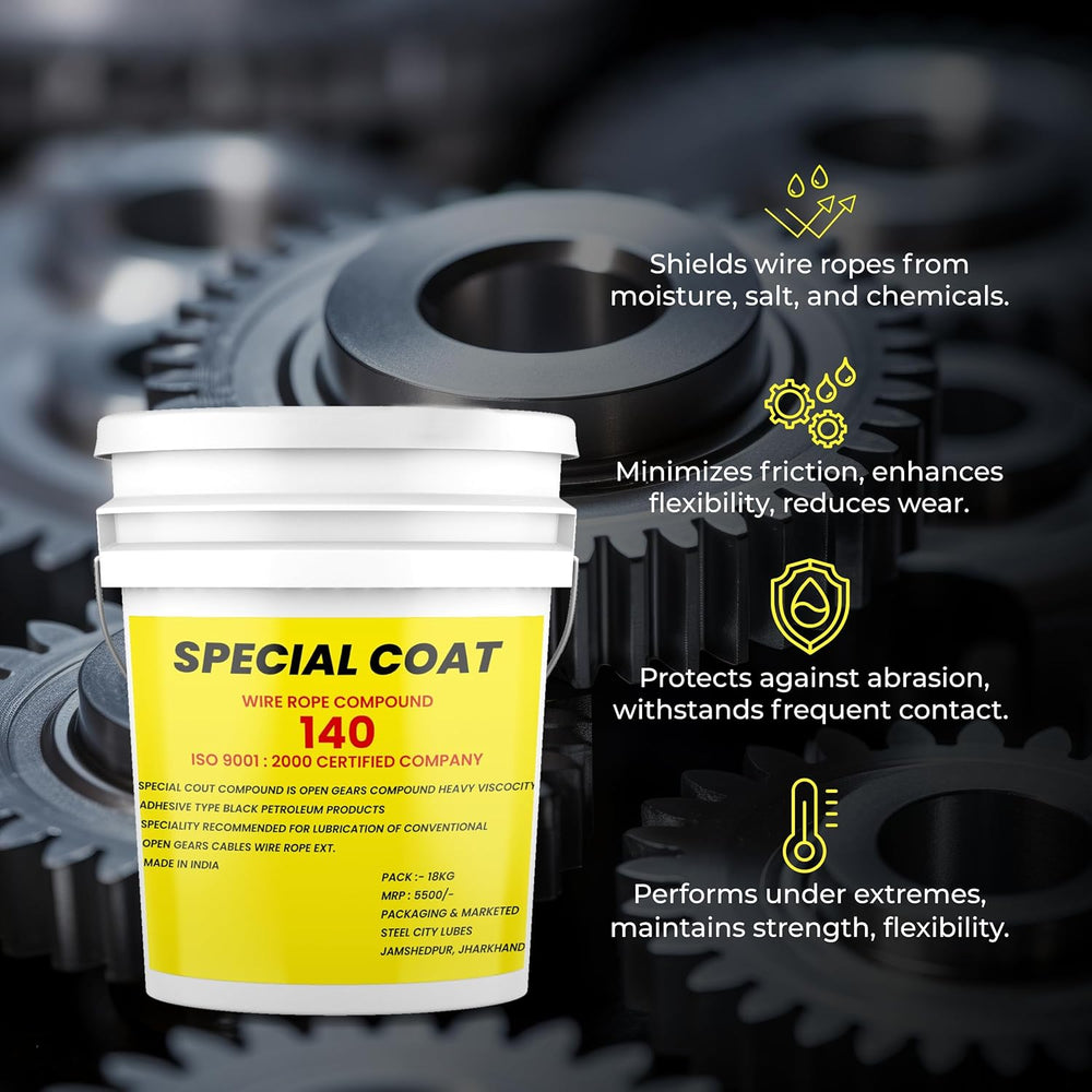 SCL Steel City Lube Wire Rope Cardium Compound Packing, Gear Compounds Heavy Viscous, Adhesive - Cardium Compound 18 kg Bucket for Crane Wire Ropes