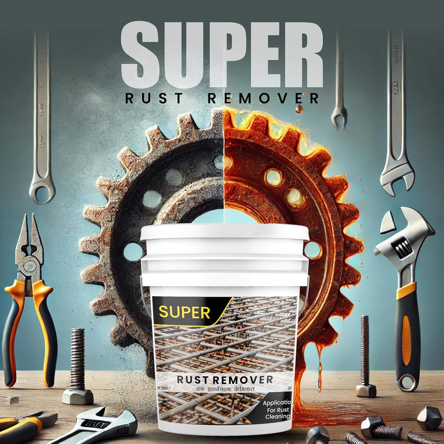 SCL Steel City Lube Rust Remover Chemicals 20 Litre | Cleans Bike Chains, Squeak Noise Remover, Stain Remover, and Cleaning Agent (Rust Remover 20L-Bucket)